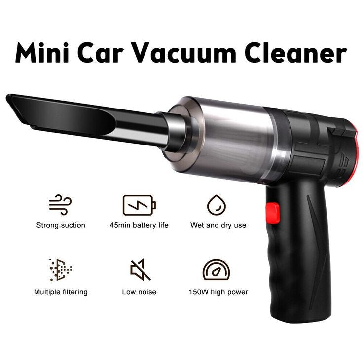 Vacuum Cleaner Dust Collection/Lighting 2 in 1 Car Vacuum Cleaner 120W High-Power Handheld Wireless Vacuum Cleaner Home Car Dual-use Portable USB Rechargeable Set of 1 Black, Cloth Filter